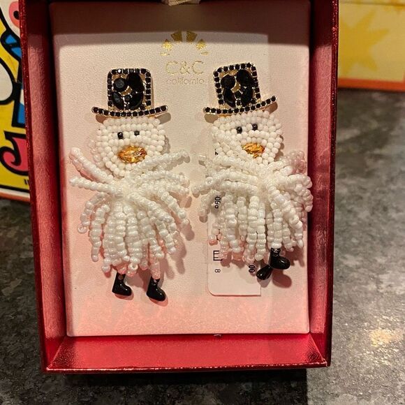 NEW C&C California Snowmen Earrings Beaded with Boots! - Picture 4 of 9